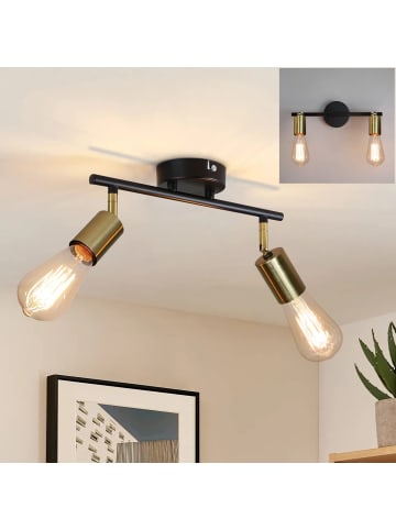 ZMH Deckenleuchte in Schwarzgold 2-flammige E27 Vintage Deckenspots