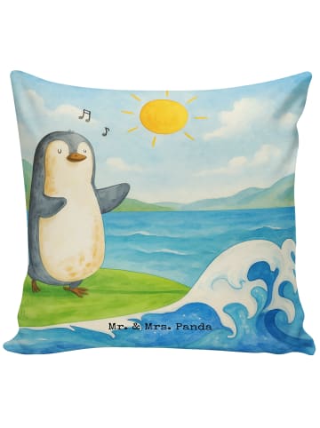 Mr. & Mrs. Panda Deko Kissen Pinguin Surfer Design ohne Spruch in Weiß