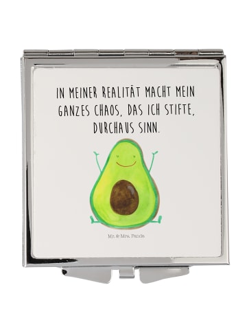 Mr. & Mrs. Panda Handtaschenspiegel quadratisch Avocado Glücklic... in Weiß