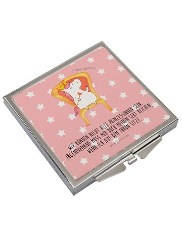 Mr. & Mrs. Panda Schminkspiegel Einhorn Prinzessin mit Spruch in Rot Pastell