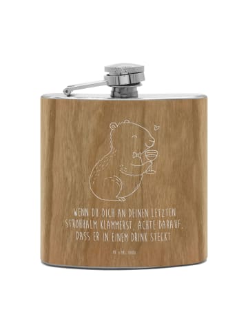 Mr. & Mrs. Panda Flachmann Capybara Wein mit Spruch in Braun