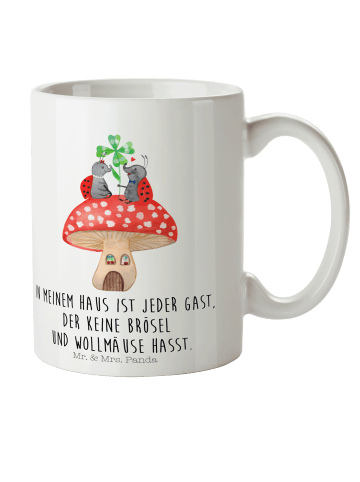 Mr. & Mrs. Panda Mehrwegbecher Marienkäfer Fliegenpilz mit Spruch in Weiß