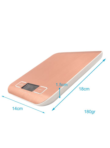 Intirilife Digitale Küchenwaage - 5kg Elektronische Waage in ROSÉ GOLD