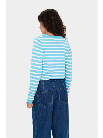 SAINT TROPEZ Strickjacke MilaSZ Gerade Passform in Ethereal Blue Ice Stripe