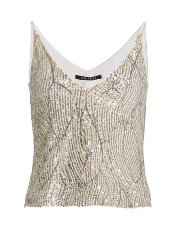 SWING Pailletten-Top in silber beige - 0001