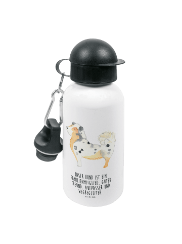 Mr. & Mrs. Panda Trinkflasche Hund Australien Shepherd mit Spruch in Weiß