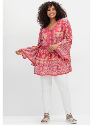 sheego by Joe Browns Longbluse in rot-gemustert