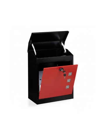 relaxdays Briefkasten in Schwarz Rot