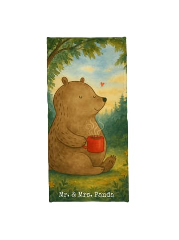 Mr. & Mrs. Panda Handtuch Bär Kaffee Design ohne Spruch in Blau Pastell