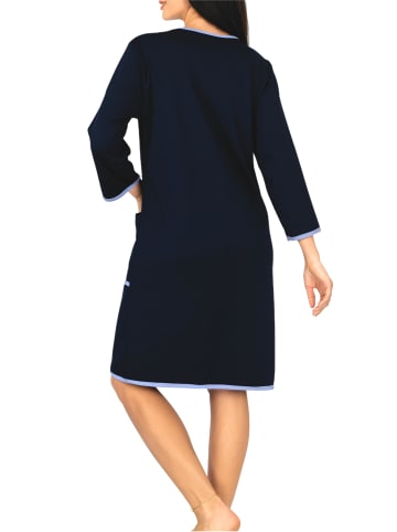 Aquarti Aquarti Damen Bademantel mit Reißverschluss 3/4 Ärmel in dunkelblau