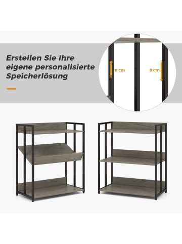 COSTWAY Bücherregal 3 Ebenen in Grau