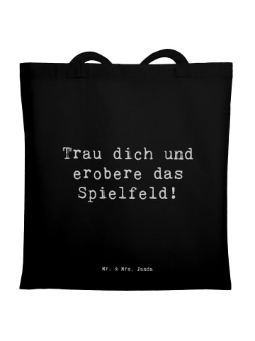 Mr. & Mrs. Panda Tragetasche Spruch Neue Sportart Mut mit Spruch in Schwarz