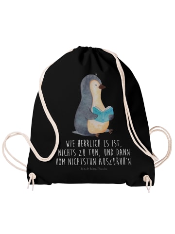 Mr. & Mrs. Panda Sportbeutel Pinguin Buch mit Spruch in Schwarz