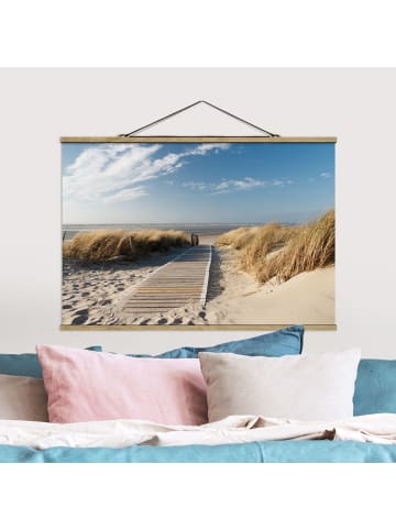 WALLART Stoffbild mit Posterleisten - Ostsee Strand in Creme-Beige