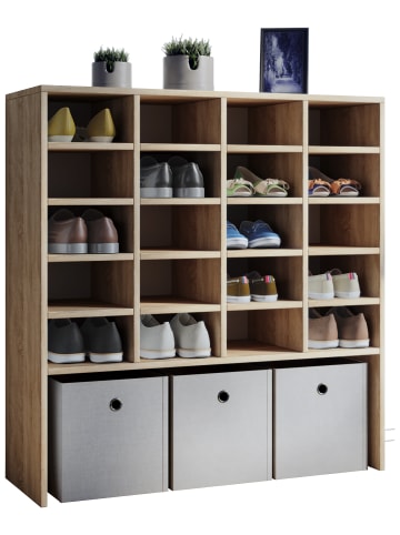 VCM  Holz Regal Schuhschrank Schuhregal Hinsol XL in Sonoma-Eiche (Sägerau)