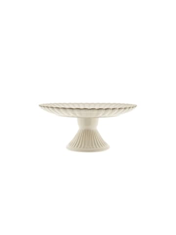 Almina Bloomy Servierplatte ø27 cm, mit Fuß & floraler Struktur - elegant & vielseitig in Creme