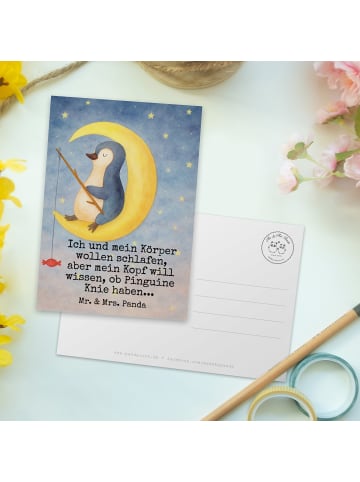 Mr. & Mrs. Panda Postkarte Pinguin Mond Design mit Spruch in Weiß