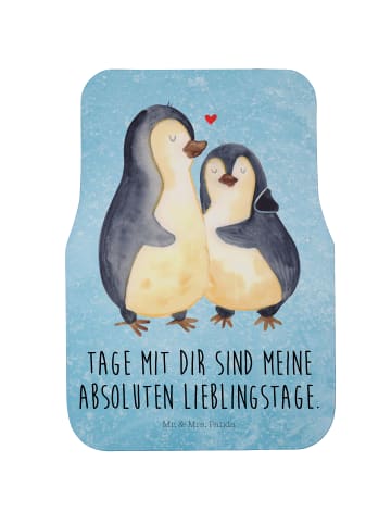 Mr. & Mrs. Panda Fußmatte Fürs Auto Pinguin umarmen mit Spruch in Eisblau