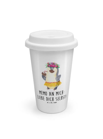 Mr. & Mrs. Panda To Go Becher Pinguin Kokosnuss mit Spruch in Weiß