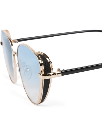 styleBREAKER Cateye Sonnenbrille in Gold / Blau getönt