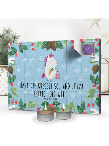 Mr. & Mrs. Panda Adventskalender Einhorn Gemüse mit Spruch in Eisblau