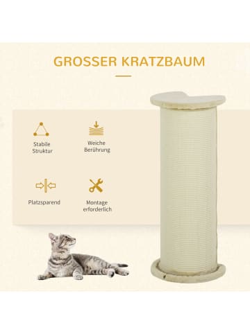 Pawhut Kratzstamm Cremeweiß 35L x 35B x 85H cm