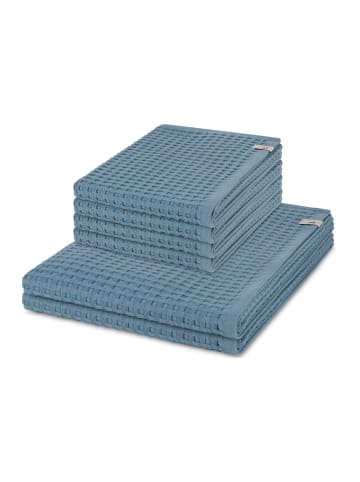 Möve 4 X Handtuch 2 X Duschtuch im Set Piquee in Steel blue