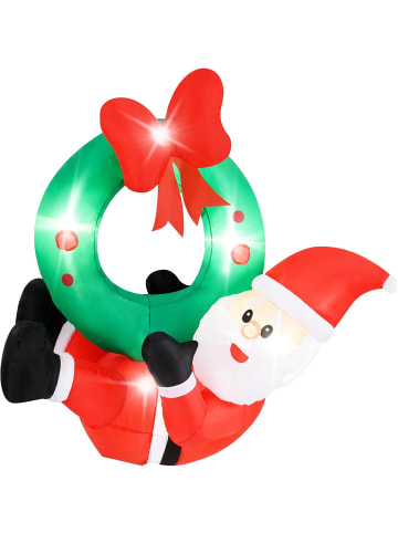 COSTWAY 120cm LED Weihnachtsmann mit Kranz in Rot