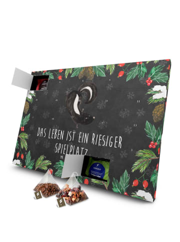 Mr. & Mrs. Panda Advents-Teekalender Stinktier Handstand mit Spruch in Kreidetafel