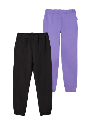 name it Mädchen Jogginghose 2er-Set Basic Sweat Pants NKFSWEAT in Schwarz-Lila