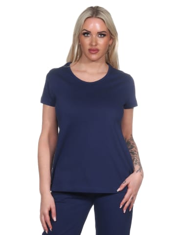 NORMANN Schlafanzug Shirt kurzarm Pyjama Oberteil Mix & Match - 79686 in marine