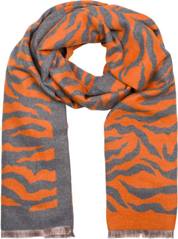 styleBREAKER Zebra Muster Schal in Orange-Grau