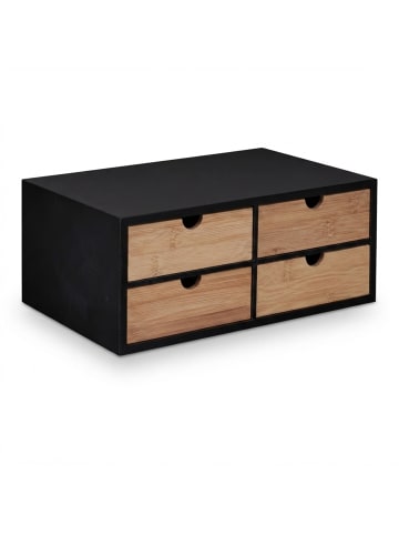 relaxdays Schreibtisch Organizer in Schwarz/ Natur - (B)33 x (H)13,5 x (T)21 cm