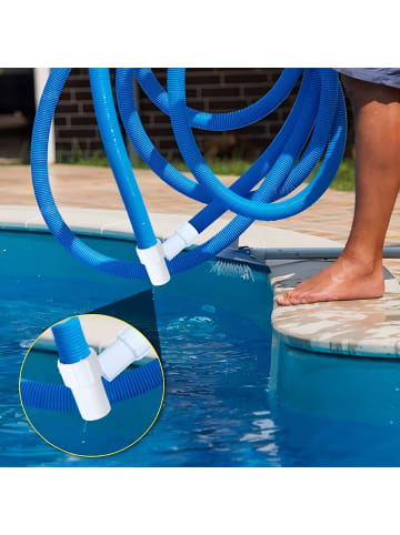 relaxdays Poolschlauch in Blau/ Weiß - (L)10 m x Ø 32 mm