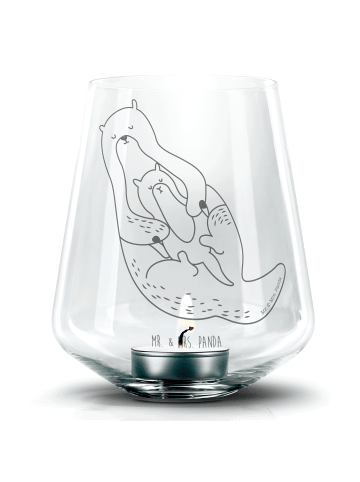 Mr. & Mrs. Panda Gravur Glas Otter Kind ohne Spruch in Transparent