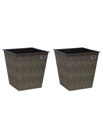 Gartenfreude 2er Set Polyrattan Blumentöpfe in Cappuccino