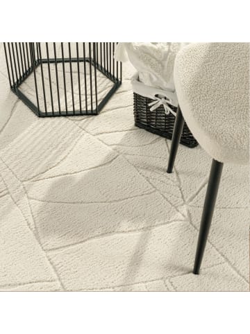 KADIMA DESIGN Teppich Kurzflor waschbar Struktur Wohnzimmer in Creme