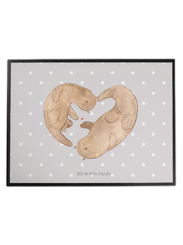 Mr. & Mrs. Panda Schreibunterlage Otter Herz ohne Spruch in Grau Pastell