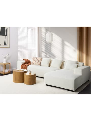 Beliani Ecksofa LUNGO in Weiß/Schwarz - (W) 285 x (H) 62 x (L) 160 cm