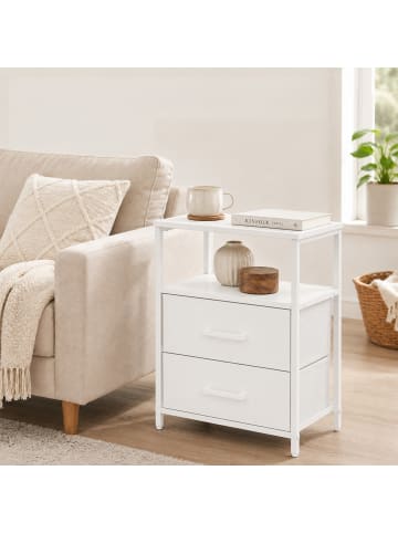 relaxdays Nachttisch in Weiß - (B)38 x (H)61 x (T)28 cm