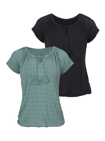 Vivance T-Shirt in mint-gemustert, schwarz