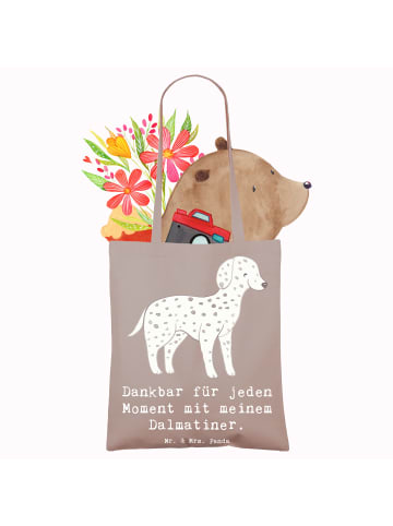 Mr. & Mrs. Panda Strandtasche Dalmatiner Moment mit Spruch in Braun Pastell
