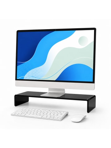 relaxdays Monitorständer in Schwarz - (B)50 x (H)10 x (T)20 cm