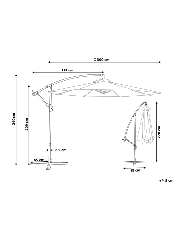 Beliani Ampelschirm RAVENNA in Grau/Schwarz - (W) 300 x (H) 240 x (L) 300 cm
