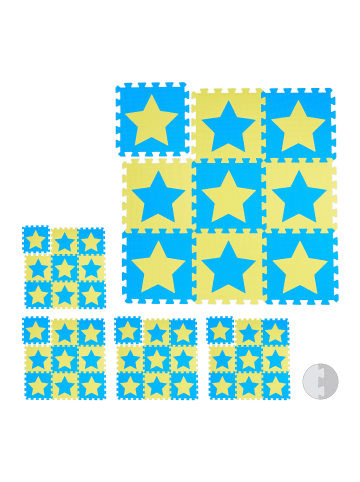 relaxdays 45x Puzzlematte in Blau/ Gelb