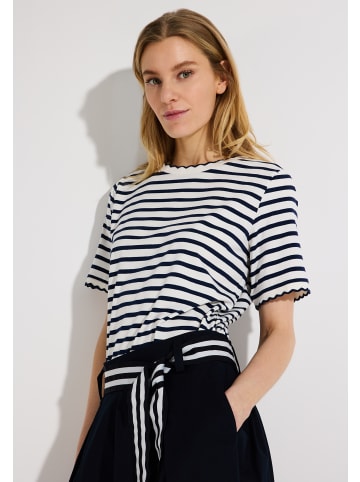 More & More maritimes Basic-Shirt, gestreift in offwhite/marine