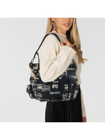 Desigual Newspaper Arica Schultertasche 30 cm in schwarz