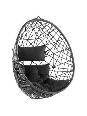 Beliani Hängesessel ALATRI in Schwarz/Grau - (W) 94 x (H) 108 x (L) 96 cm