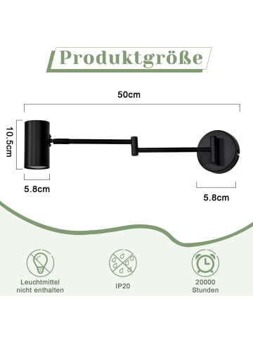 ZMH 2er-Set Wandleuchte in schwarz GU10 schwenkbar lampe