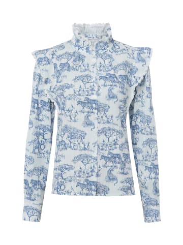 Marie Lund Bluse July in ecru blau - 0002